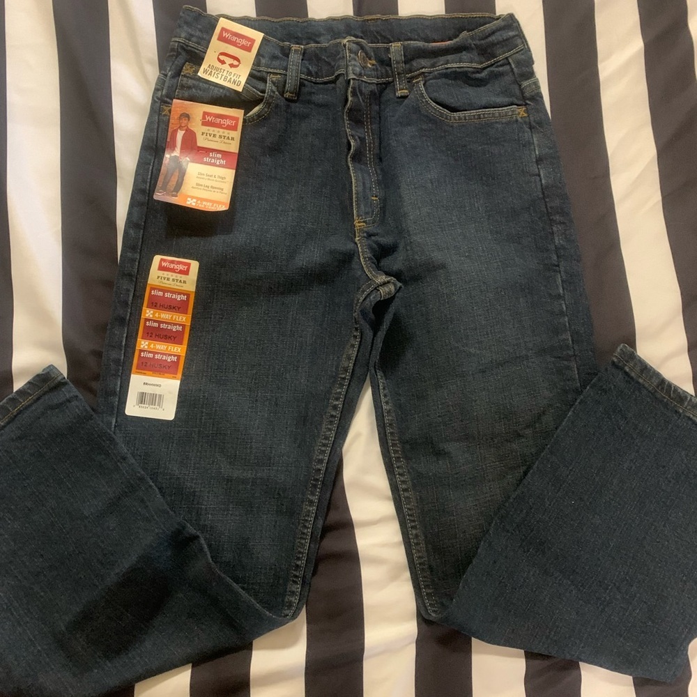 Wrangler Advanced Comfort Slim Straight Jeans 12 Husky - Picture 2 of 4